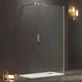 Πάνελ Ντουζιέρας Σταθερό Walkin 1 WAL1O120 Clear-Gold Karag 120 x200 Αλουμίνιο