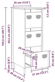 Ντουλάπι Μουσταρδί 39x35x103,5 εκ. από Ατσάλι - Κίτρινο