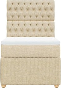 vidaXL Κρεβάτι Boxspring με Στρώμα Κρεμ 90x190 εκ.Υφασμάτινο