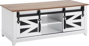 VEVOR 48" Farmhouse Coffee Table 2-tier Rectangle Table with Sliding Barn Doors