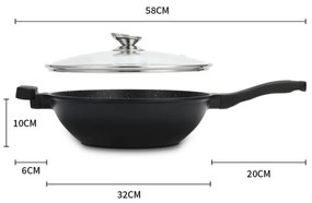 Ταψί Wok Royalty Line RL-BW32M, 32 εκ., Αντικολλητική, μαρμάρινη επίστρωση,
