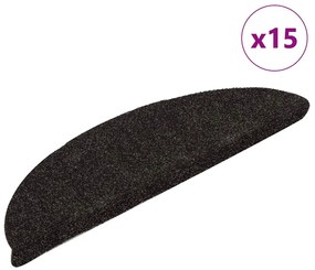 vidaXL Πατάκια Σκάλας Αυτοκόλ. 15 τεμ Σκ. Καφέ 56x17x3 εκ Βελονιασμένο