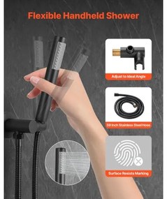 VEVOR Shower Faucet Set 8&quot; Round Rain Shower Head and Hand Set Matte Black