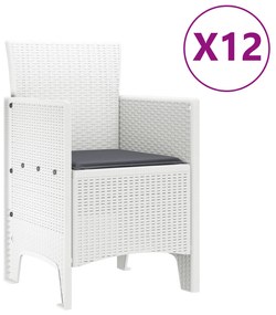 vidaXL Σετ Τραπεζαρίας Κήπου 13 Τεμαχίων με Μαξιλάρια Λευκό Πολυ Ρατάν