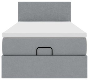Οθωμανικό κρεβάτι με στρώμα &amp; LEDs Ανοιχτό γκρι 90x190cm ύφασμα 3312187