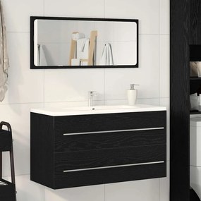 vidaXL Ντουλάπα με Καθρέφτη Μαύρη Βελανιδιά 90x45x1,5 εκ. Κατασκευασμένο Ξύλο