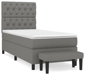 vidaXL Κρεβάτι Boxspring με Στρώμα Σκούρο Γκρι 80x200 εκ. Υφασμάτινο