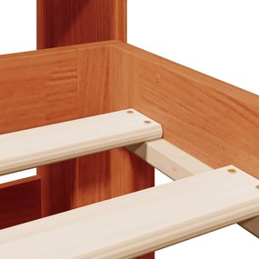 Κρεβάτι Βιβλιοθήκη Χωρίς Στρώμα 120x200 εκ Μασίφ Ξύλο Πεύκου - Καφέ
