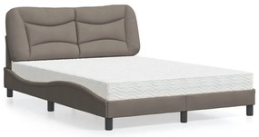 vidaXL Κρεβάτι με Στρώμα Taupe 120x200 εκ. Υφασμάτινο