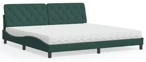 vidaXL Κρεβάτι με Στρώμα Σκούρο Πράσινο 200x200εκ. Βελούδινο
