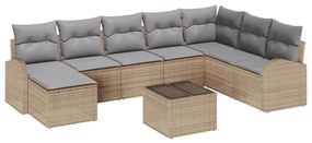 vidaXL Σετ Καναπέ Κήπου με μαξιλάρι 9 pcs Μπεζ Πολυ ράταν