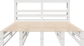 vidaXL Σκελετός Κρεβ. Χωρίς Στρώμα Λευκό 150x200 εκ Μασίφ Πεύκο