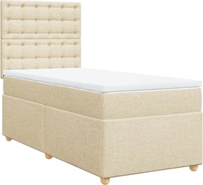vidaXL Κρεβάτι Boxspring με Στρώμα Κρεμ 80 x 200 εκ. Υφασμάτινο