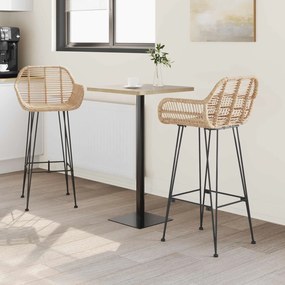 vidaXL Καρέκλα Μπαρ 2 pcs Φυσικό 55 x 52 x 105 εκ Καλάμι και Σίδερο