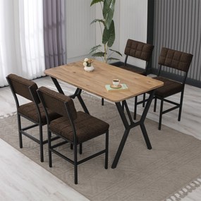Extendable Dining Table &amp; Chairs Set (5 Pieces) Dubai - Brown, Walnut Brown
Walnut