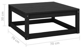 vidaXL Υποπόδιο Κήπου 70 x 70 x 30 εκ. από Μασίφ Ξύλο Πεύκου Μαύρο