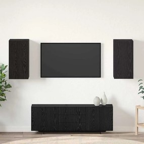 vidaXL Τηλεοπτική Κάβα Τοίχου 2 pcs Μαύρη Οξυά Επεξεργασμένο Ξύλο