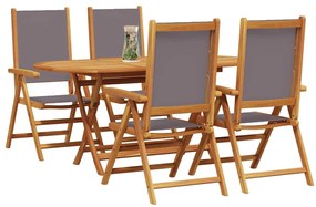 vidaXL Σέτ φαγητού για κήπο 5 pcs Ανθρακί Μασίφ ξύλο ακακίας