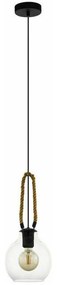 Φωτιστικό Οροφής 43617 Roding 1/E27 Wood Rope Black-Beige Eglo Metal,Wood