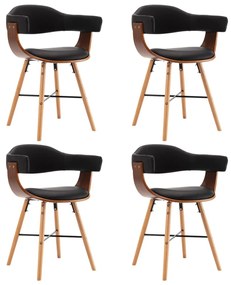 vidaXL Καρέκλες Τραπεζαρίας 4 τεμ. Μαύρες Συνθετικό Δέρμα/Λυγισμ. Ξύλο