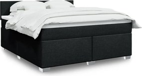 vidaXL Κρεβάτι Boxspring με Στρώμα Μαύρο 180x200 εκ. Υφασμάτινο