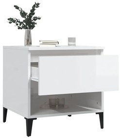 vidaXL Βοηθητικά Τραπέζια 2 τεμ. Γυαλ.Λευκό 50x46x50 εκ. Επεξ. Ξύλο