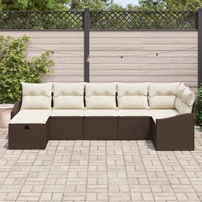 vidaXL Σετ Καναπέ Κήπου 7 pcs Καφέ 55 x 62 x 69 εκ Πολυ ράταν