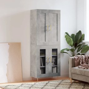 vidaXL Ντουλάπι Γκρι Σκυροδέματος 69,5x34x180 εκ. Επεξεργασμένο Ξύλο