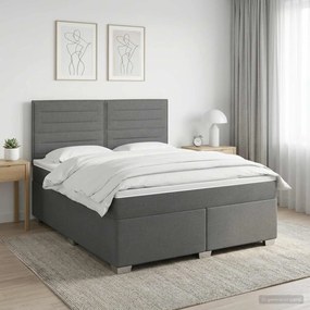 vidaXL Κρεβάτι box spring με στρώμα Σκούρο Γκρι 160 x 200 cm Ύφασμα