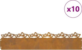 vidaXL Περιγράμματα γκαζόν 10 pcs Σκ rusty 103 x 0,05 x 22 εκ