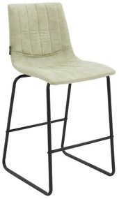 Bar Stool Desirable metal black legs-fabric antique light grey color 44x55x97 εκ.