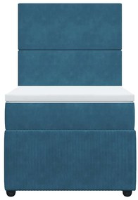 vidaXL Κρεβάτι Boxspring με Στρώμα Μπλε 80 x 200 εκ. Βελούδινο
