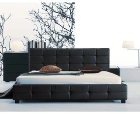 FIDEL Κρεβάτι Διπλό, για Στρώμα 150x200cm, PU Μαύρο  158x215x107cm [-Μαύρο-] [-PU - PVC - Bonded Leather-] Ε8087