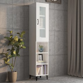 vidaXL Ντουλάπι Γυαλ. Λευκό 34,5 x 34 x 180 εκ. από Επεξεργασμένο Ξύλο