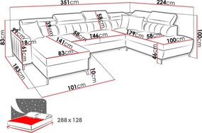 Γωνιακός καναπές Baltico VI-Δεξιά-Kafe - 351.00Χ224.00Χ100.00cm
