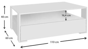 Τραπεζάκι σαλονιού Balina Megapap χρώμα λευκό 110x60x40εκ.