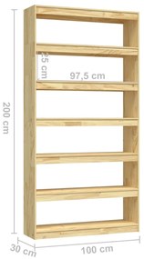 Βιβλιοθήκη/Διαχωριστικό Χώρου 40x30x199 εκ. Μασίφ Ξύλο Πεύκου - Καφέ