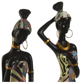 Διακοσμητική Φιγούρα Home ESPRIT Πολύχρωμο Αφρικάνα 9 x 7 x 16,5 cm (x2)