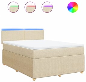 Κρεβάτι Boxspring με Στρώμα Κρεμ 140x200 εκ. Υφασμάτινο - Κρεμ