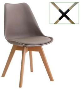 Καρέκλα MARTIN Μεταλλική Μαύρη/PU Sand Beige (Ξύλινο πόδι-Metal 49x56x82cm (Σετ 4 ΤΕΜ)
