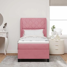 vidaXL Κρεβάτι με ελατήρια με στρώμα Ροζ 90 x 200 cm Βελούδο
