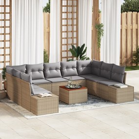 vidaXL 10 τεμαχίων Σετ Καναπέδων Κήπου 10 pcs Μπεζ, ανοιχτό γκρι
