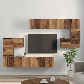 vidaXL Σετ επίπλου τηλεόρασης Επιτοίχιο 8 pcs Παλαιό ξύλο