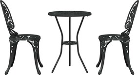 vidaXL Σετ Μπιστρό Κήπου 3 pcs Μαύρο Αλουμίνιο
