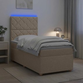 vidaXL Κρεβάτι box spring με στρώμα Κρεμ 90 x 190 cm Ύφασμα