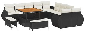 vidaXL Σετ Καναπέ Κήπου 13 pcs Μαύρο συνθετικό ρατάν