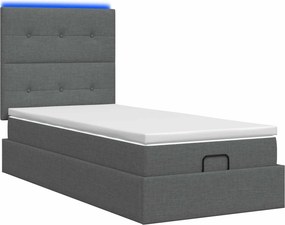 vidaXL Κρεβάτι Ottoman με Στρώμα και LED Σκούρο Γκρι 80 x 200 cm