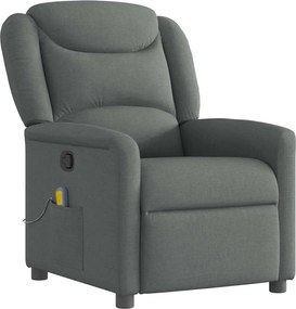 vidaXL Πολυθρόνα Μασάζ Ανακλινόμενη Σκούρο Γκρι Υφασμάτινη