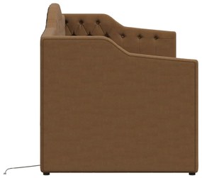 vidaXL Καναπές Κρεβάτι με Στρώμα & USB Καφέ 90 x 200 εκ. Υφασμάτινος