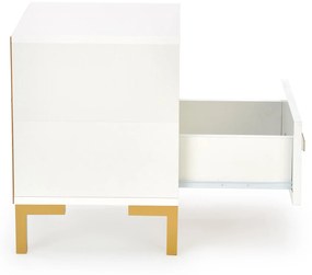 SILVIA bedside table, white - gold DIOMMI V-PL-SILVIA-SZAFKA_N-BIAŁY/ZŁOTY